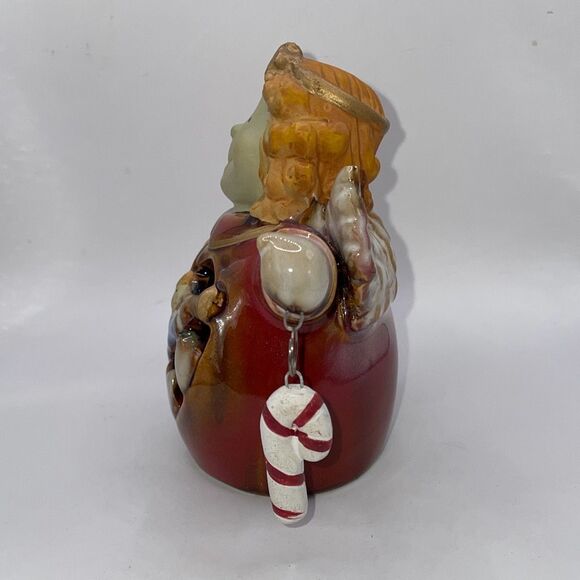 Ceramic Standing Holiday Angel Holding Stocking Candy Cane 4.75"TX5"W Christmas - Picture 3 of 6
